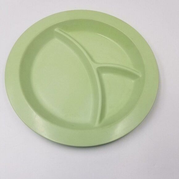 Pottery Barn Kids Plates Pink Green Melamine Divided Plate Round Sections Lot 3 - Picture 8 of 10